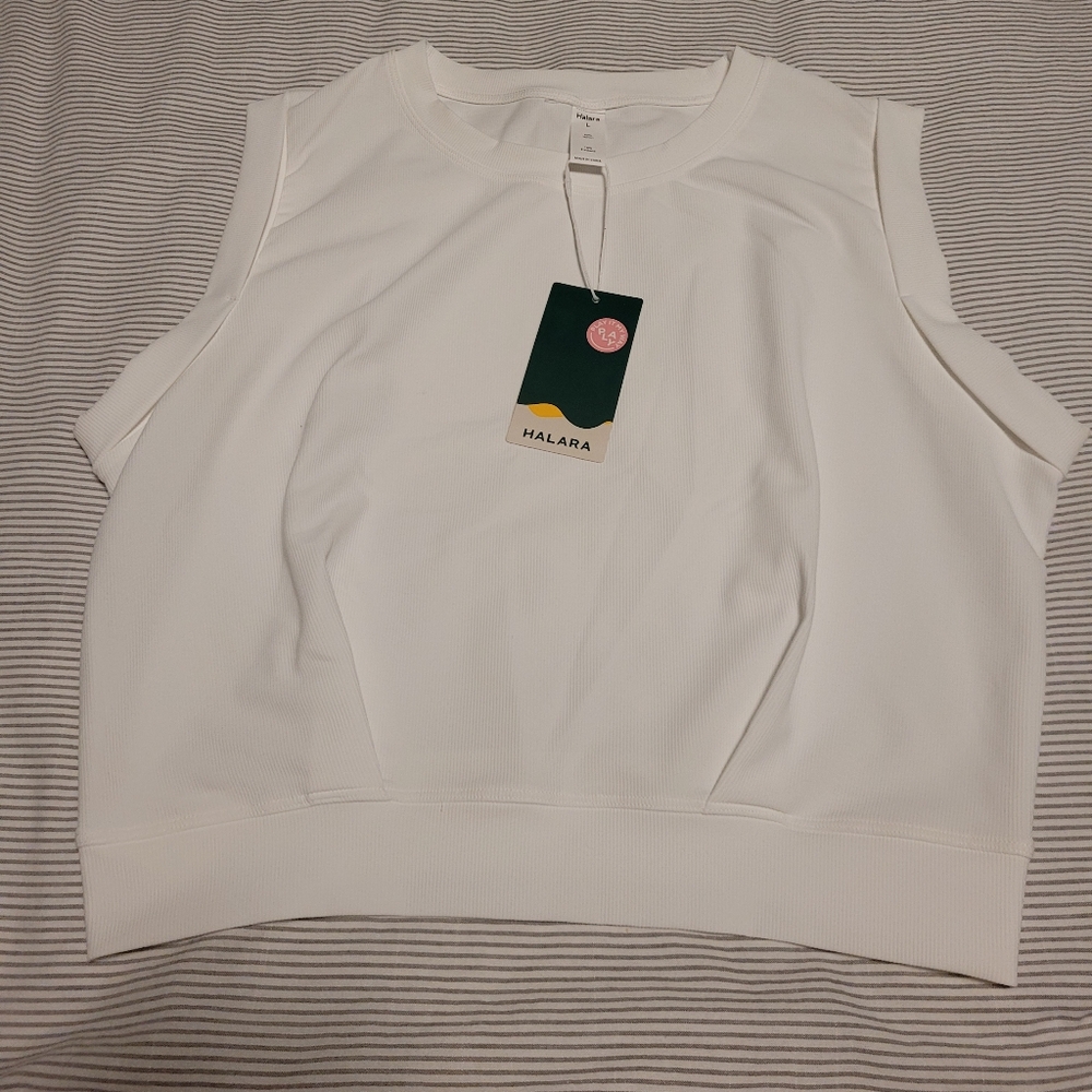 New Halara White Crop Top Large
